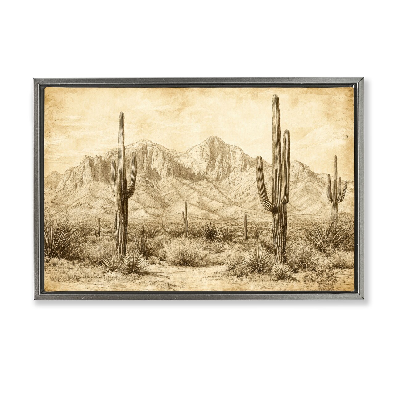 Stupell Industries The Desert Sepia Landscape Floating Frame, design by Petal Prints Design